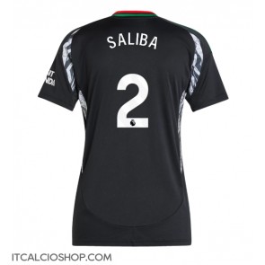 Arsenal William Saliba #2 Seconda Maglia Femmina 2024-25 Manica Corta